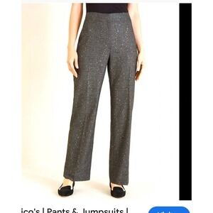 Chico's Dress Pants Sparkle Career Trousers‎ Straight Leg Black Size 2R